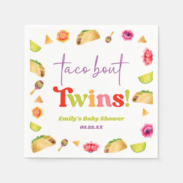 Taco Bout Twins! Fiesta Baby Shower Napkin (Front)