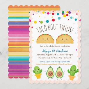 Taco bout Twins!  Fiesta theme Twin Baby Shower Invitation