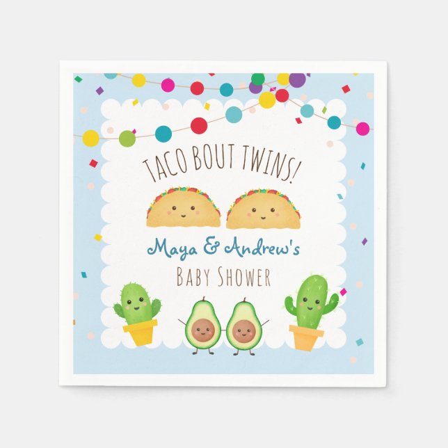 Taco bout Twins! Fiesta Twin Boy Baby Shower  Napkin (Front)