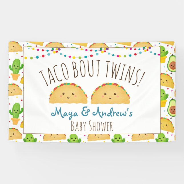 Taco Bout Twins Welcome Banner Colourful & Cute! (Horizontal)