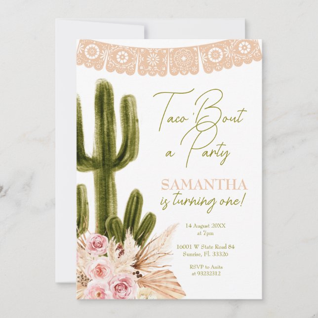 Taco Cactus First Birthday Invitation (Front)