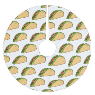 Taco cartoon illustration brushed polyester tree skirt