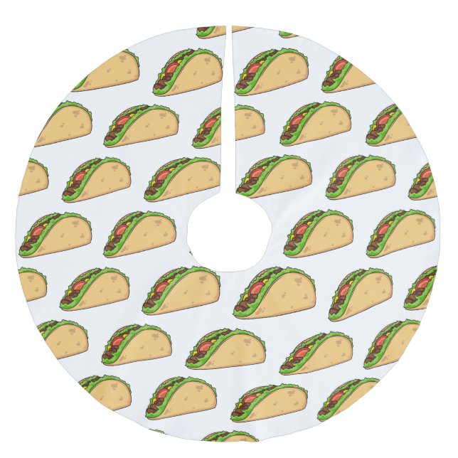 Taco cartoon illustration brushed polyester tree skirt (Front)