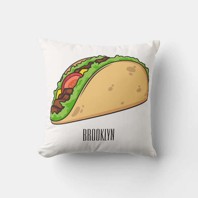 Taco cartoon illustration cushion (Front)