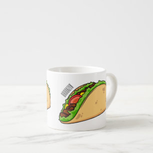 Taco cartoon illustration espresso cup