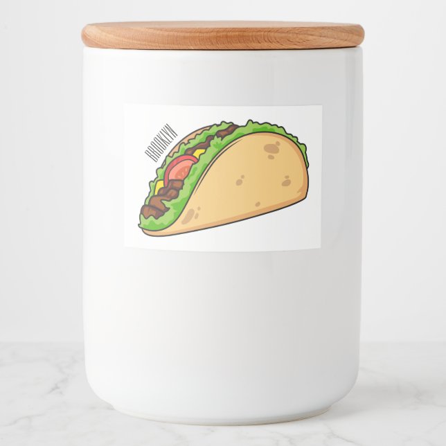 Taco cartoon illustration food label (Front)