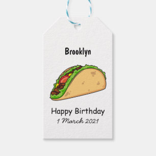 Taco cartoon illustration gift tags