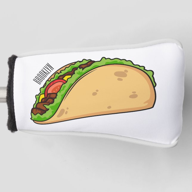 Taco cartoon illustration golf head cover (Front)