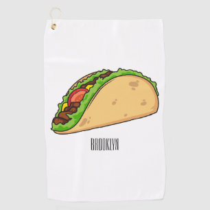 Taco cartoon illustration golf towel