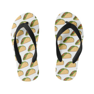 Taco cartoon illustration kid's flip flops