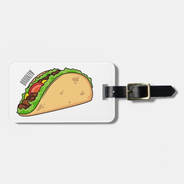 Taco cartoon illustration luggage tag (Front Horizontal)
