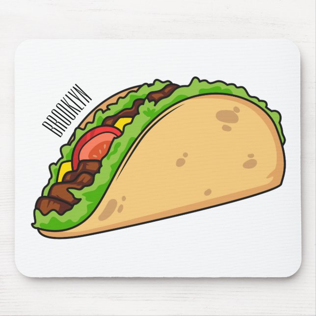 Taco cartoon illustration  mouse mat (Front)