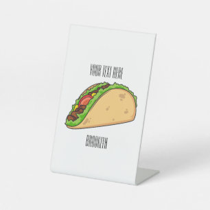 Taco cartoon illustration pedestal sign