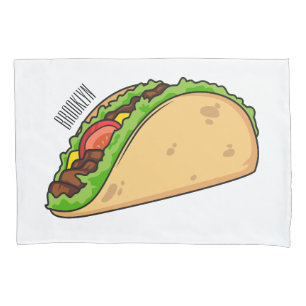 Taco cartoon illustration pillowcase