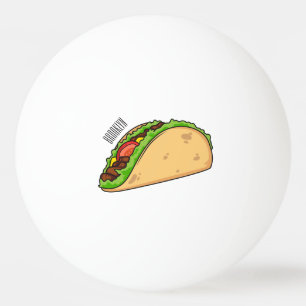 Taco cartoon illustration ping pong ball