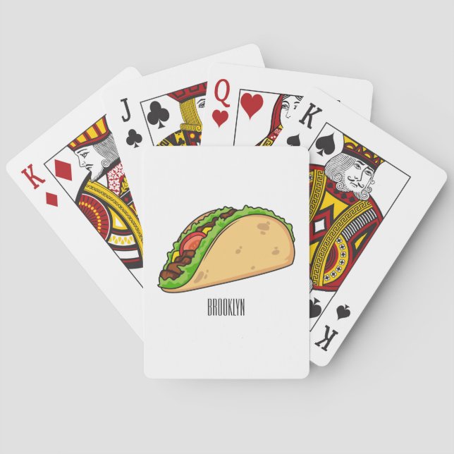 Taco cartoon illustration playing cards (Back)