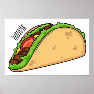 Taco cartoon illustration poster