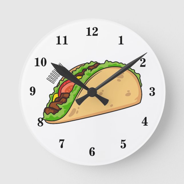 Taco cartoon illustration round clock (Front)