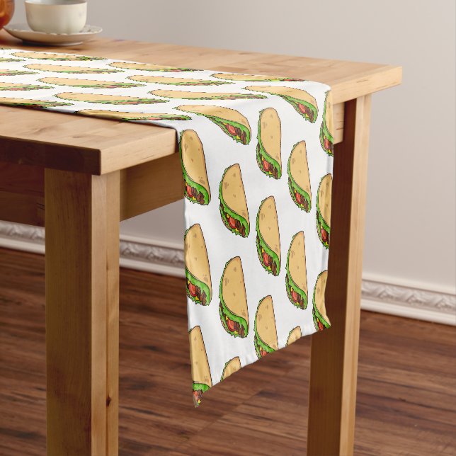 Taco cartoon illustration short table runner (In Situ)