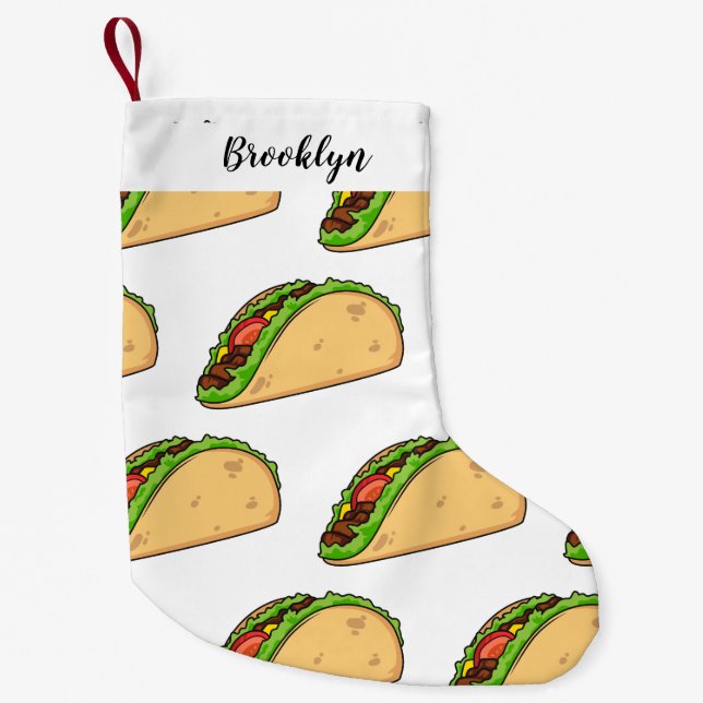 Taco cartoon illustration small christmas stocking (Front)