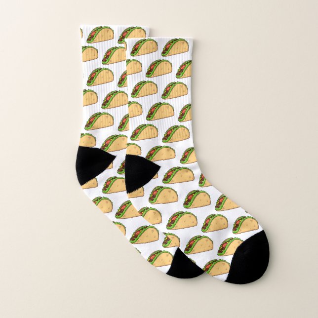 Taco cartoon illustration socks (Pair)