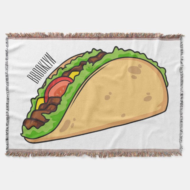 Taco cartoon illustration  throw blanket (Front)