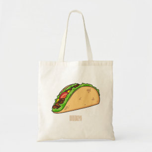 Taco cartoon illustration tote bag