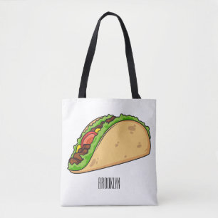 Taco cartoon illustration  tote bag