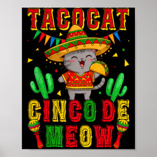 Taco cat cinco de meow cute celebration poster