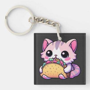 Taco Cat Delight - kawaii, tacos, cats, cute Key Ring