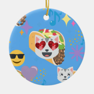 taco cat emoji ceramic tree decoration