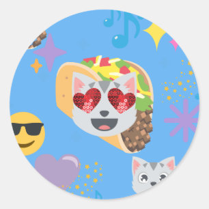 taco cat emoji classic round sticker