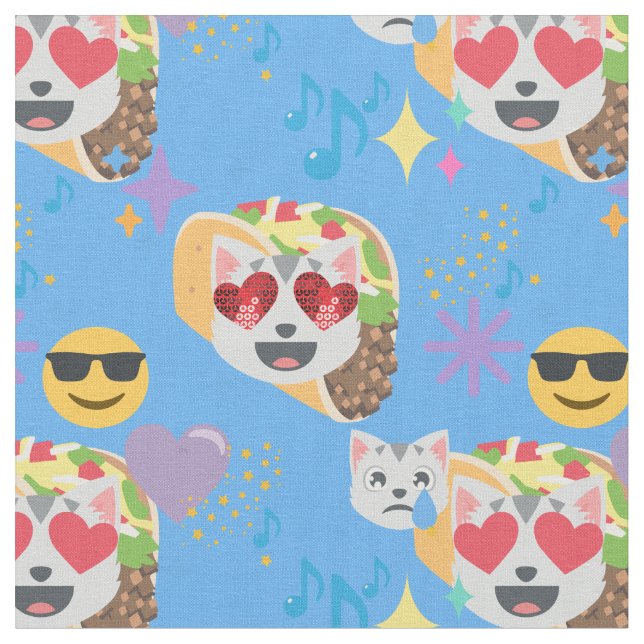 taco cat emoji fabric (Close Up)