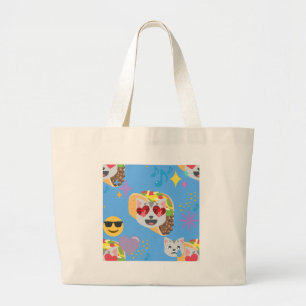 taco cat emoji large tote bag