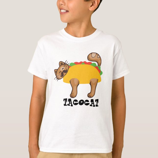 Taco Cat Humour Unisex T-Shirt, Palindrome Graphic T-Shirt (Front)