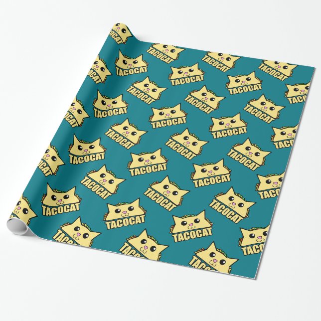 Taco Cat Pattern Wrapping Paper (Unrolled)