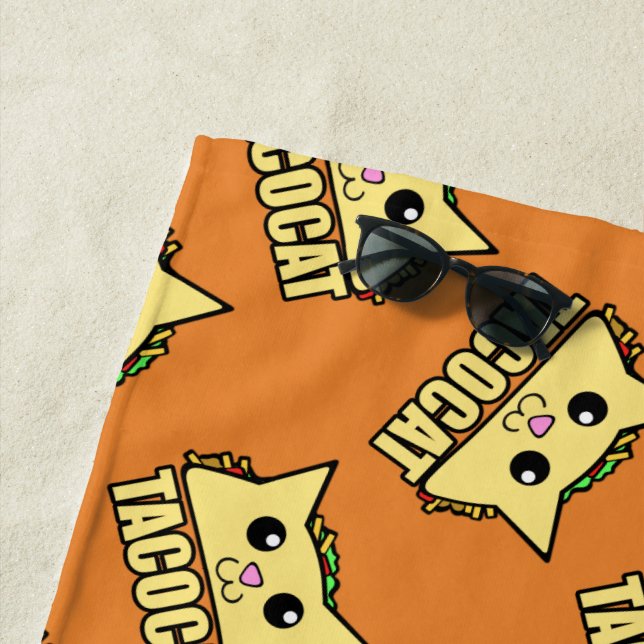 Taco Cat Patterned Beach Towel (In Situ)