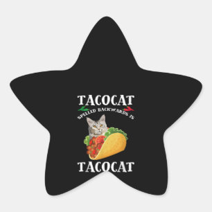 Taco & Cat - Tacocat Spelled Backward Is Tacocat Star Sticker