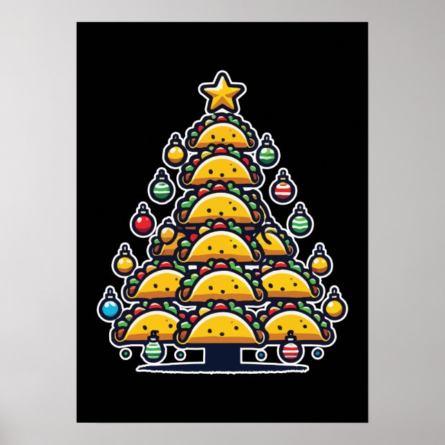 Taco Christmas Tree - Funny Foodie Holiday Food Poster (Front)