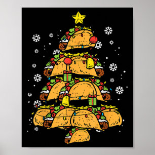 Taco Christmas Tree Xmas Mexican Food  Poster