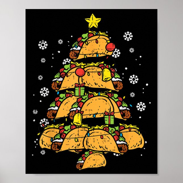 Taco Christmas Tree Xmas Mexican Food  Poster (Front)