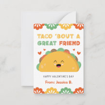 Taco Classroom Valentine's Day Card for Kids