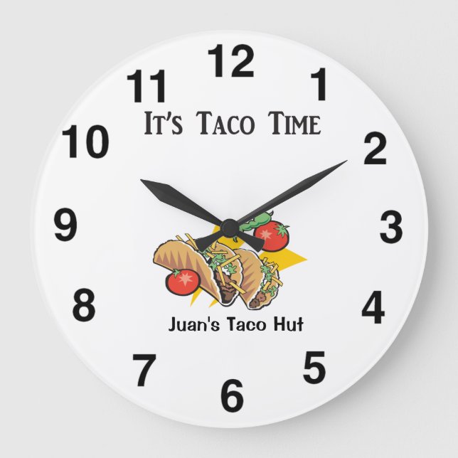 Taco Clock - Mexican Restaurant Wall Clock (Front)