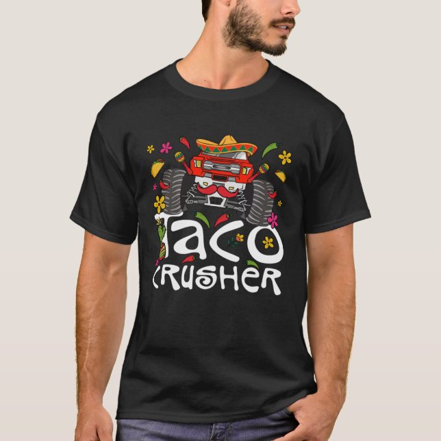 Taco Crusher Monster Truck Toddler Boys Cinco De M T-Shirt (Front)