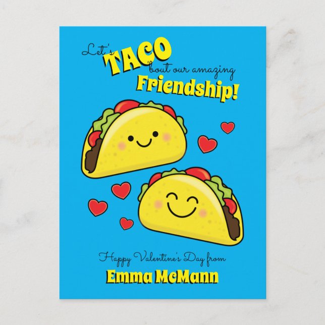 Taco Cute Kids Classroom Valentine Friendship Card (Front)
