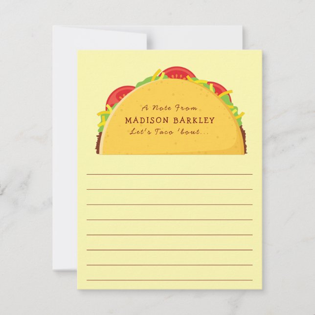 Taco Cute Kids Flat Stationary Cards (Front)