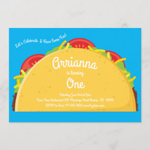Taco Cute Mexican Food Kids 1st Birthday Party Invitation