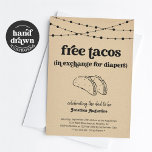 Taco Diaper Party, Funny Men Dad Shower Invitation<br><div class="desc">Free Tacos (in exchange for diapers).  A fun diaper party invitation that puts the spotlight on...  tacos!   Artwork is hand drawn.  Coordinating items are available in the 'Taco Baby Shower' Collection within my store.</div>
