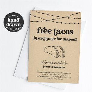 Taco Diaper Party, Funny Men Dad Shower Invitation
