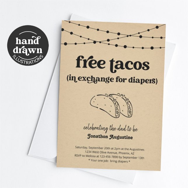 Taco Diaper Party, Funny Men Dad Shower Invitation (Creator Uploaded)